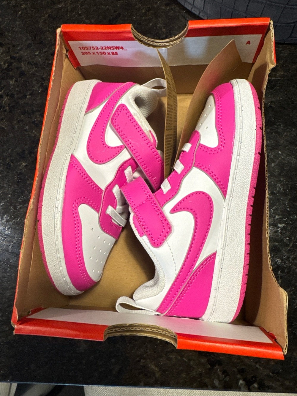 Nike Kids White and Hot Pink Velcro Sneakers